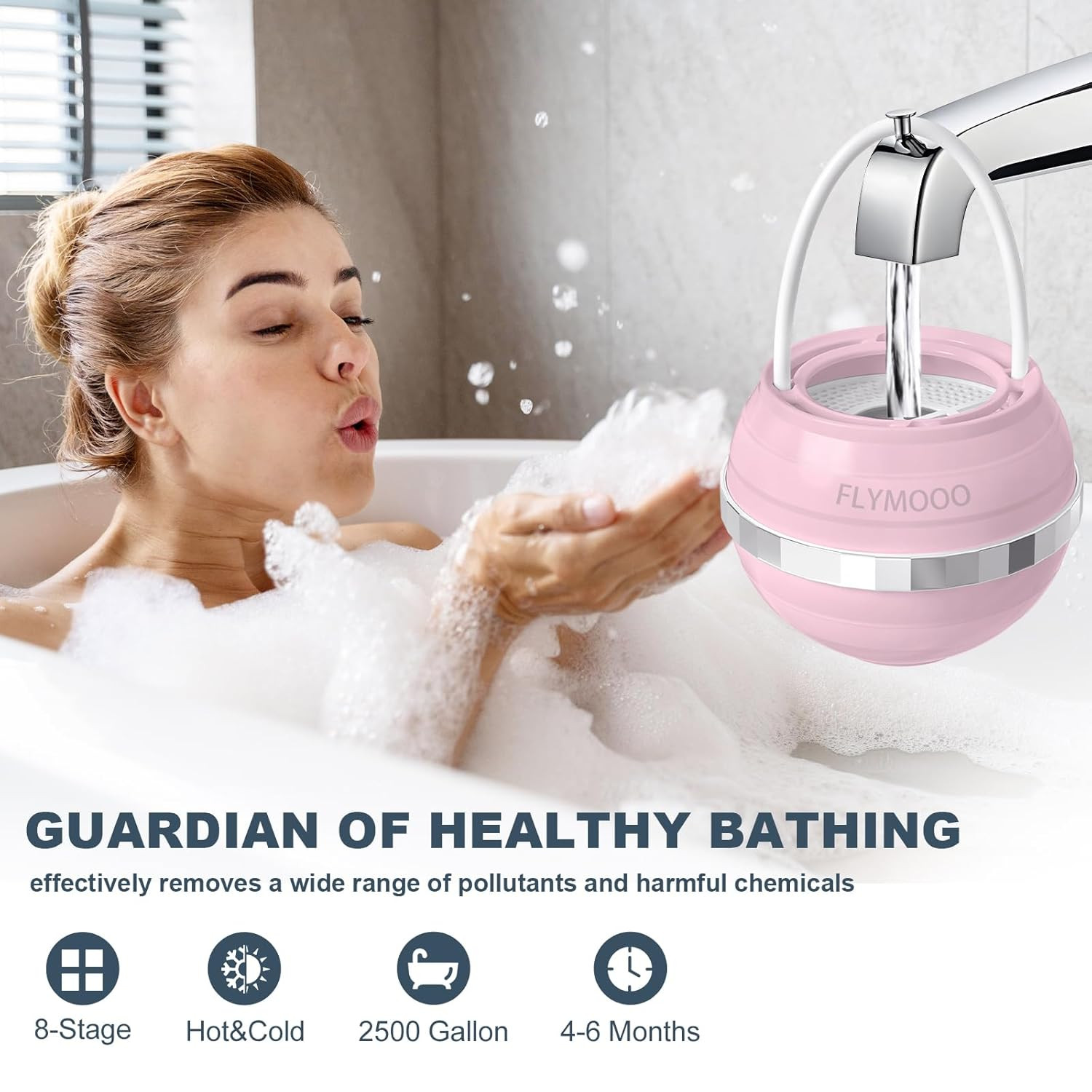 Bath Filter for Tub, Bathtub Faucet Water Filter with 8 Stages & 2,500 Gallons o
