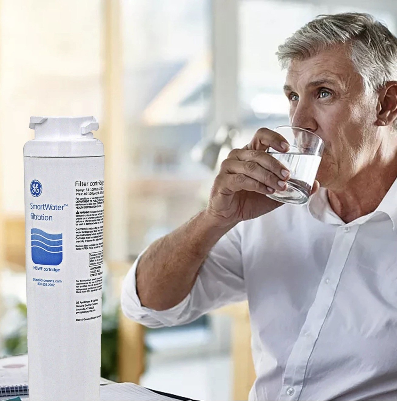 GE MSWF refrigerator water filter replacement SmartWater filter new – 2 PACK