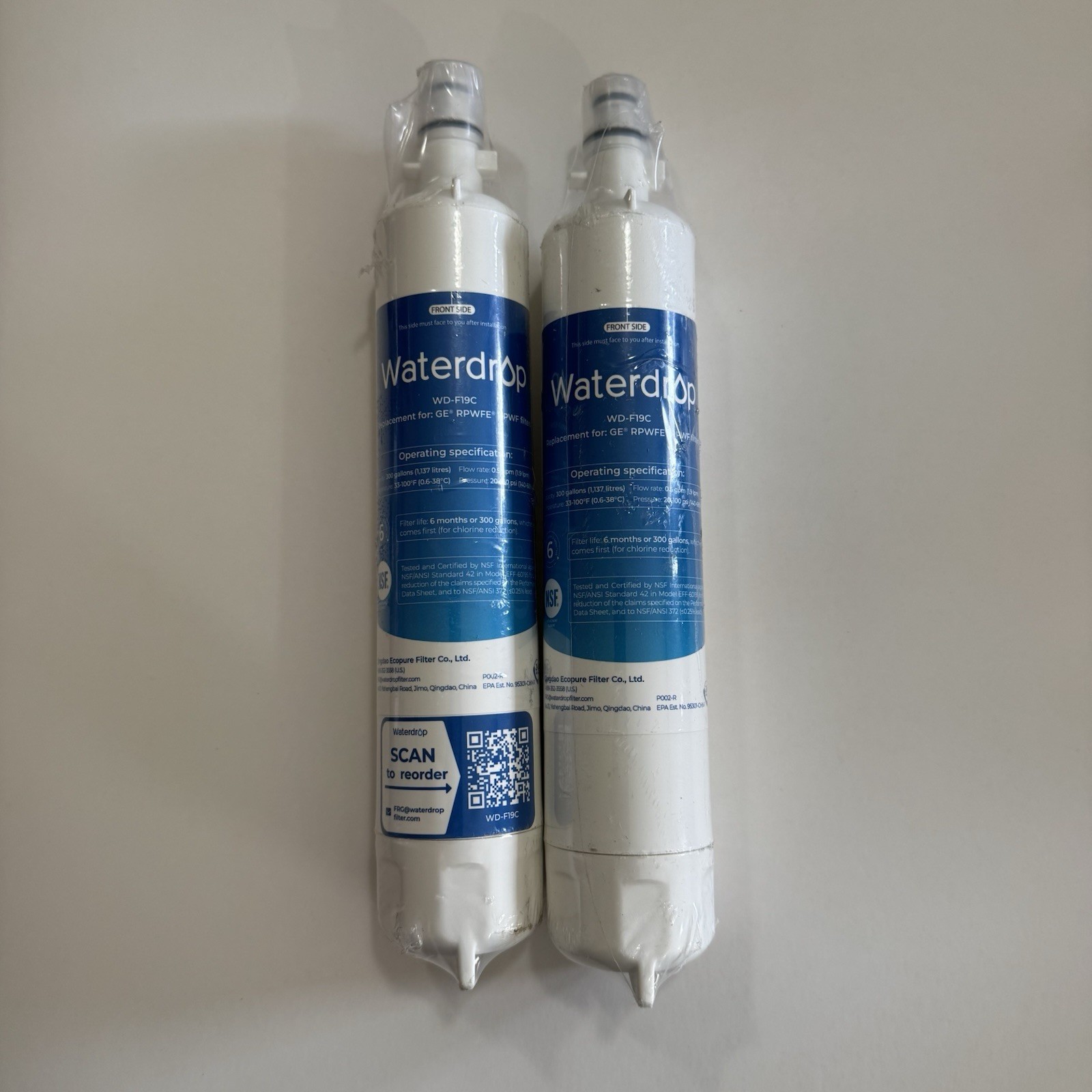 Waterdrop WD-F19C Filter Replacement For GE RPWFE, RPFW 2 Pk New E54