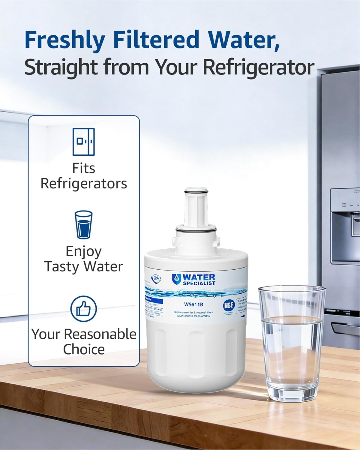 Replacement for DA29-00003G Refrigerator Water Filter,3 PACK