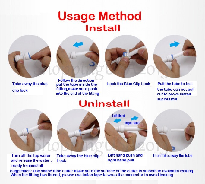 5 Pc 1/4-3/8 Quick Connect Straight Fitting Connector Push In RO Under sink