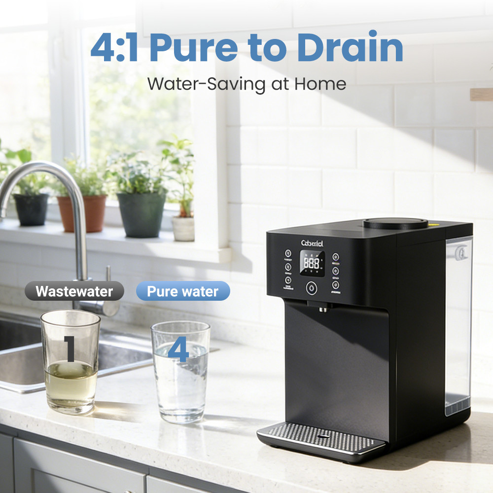 Cobectal Countertop Reverse Osmosis System 8 Stage 4:1 Pure to Drain Reduce TDS
