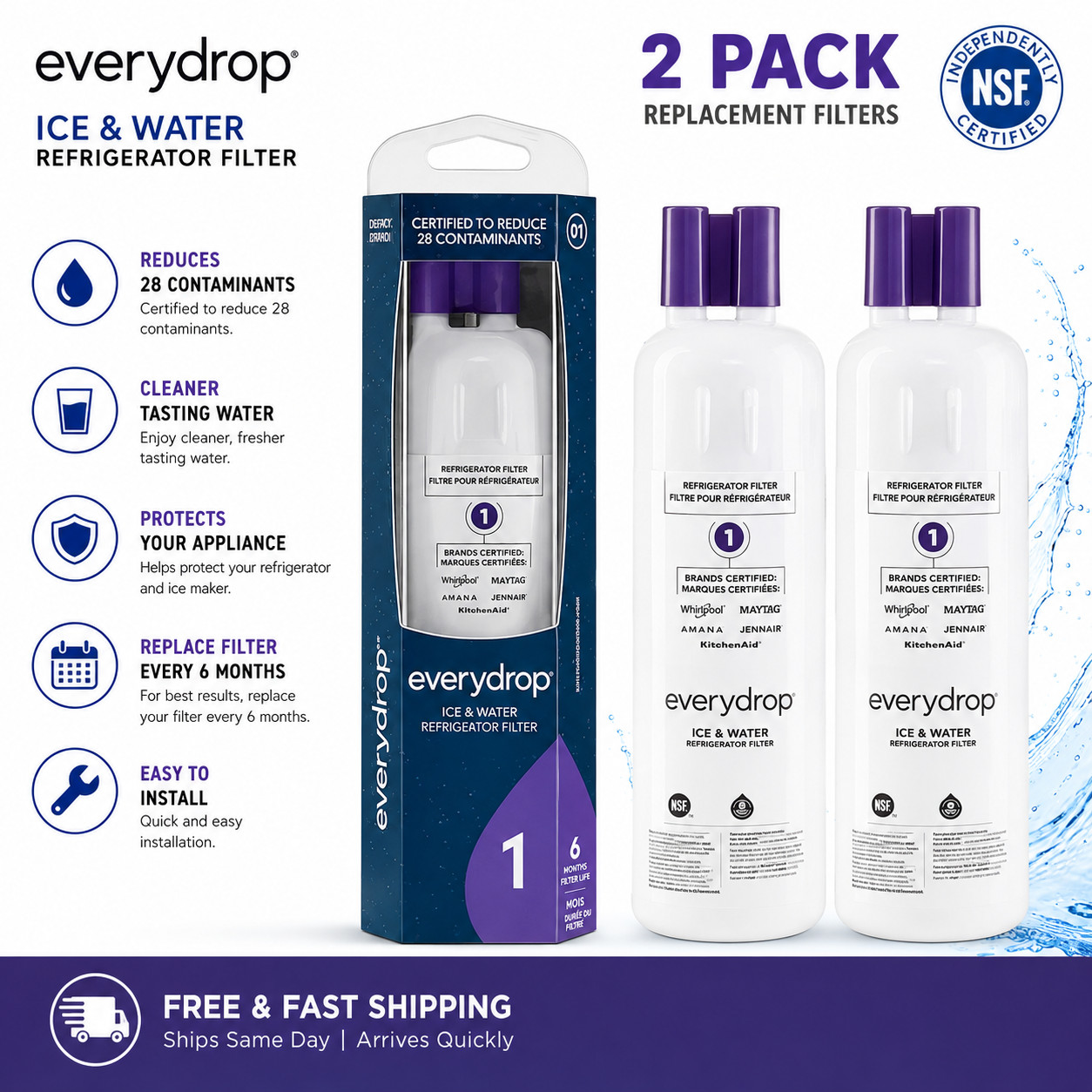 2Pack W10295²370A EDR1²RXD1 Filter²1 9081 Refrigerator Ice Replacement US NEW
