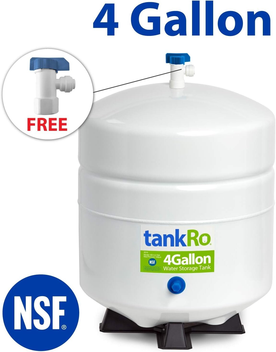 tankRo RO Water Filtration System Expansion Tank 4 Gallon Capacity – NSF Cert…