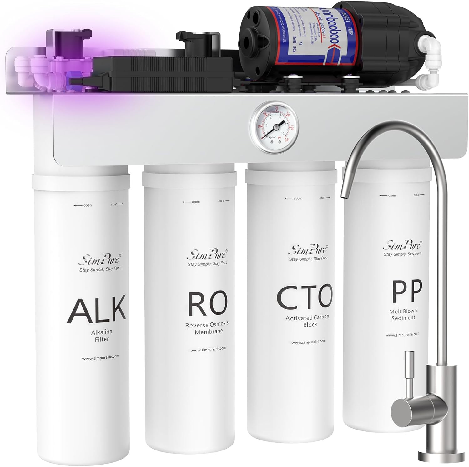T1-400ALK Alkaline UV Reverse Osmosis System, NSF/ANSI 58 Certified, Tankless RO
