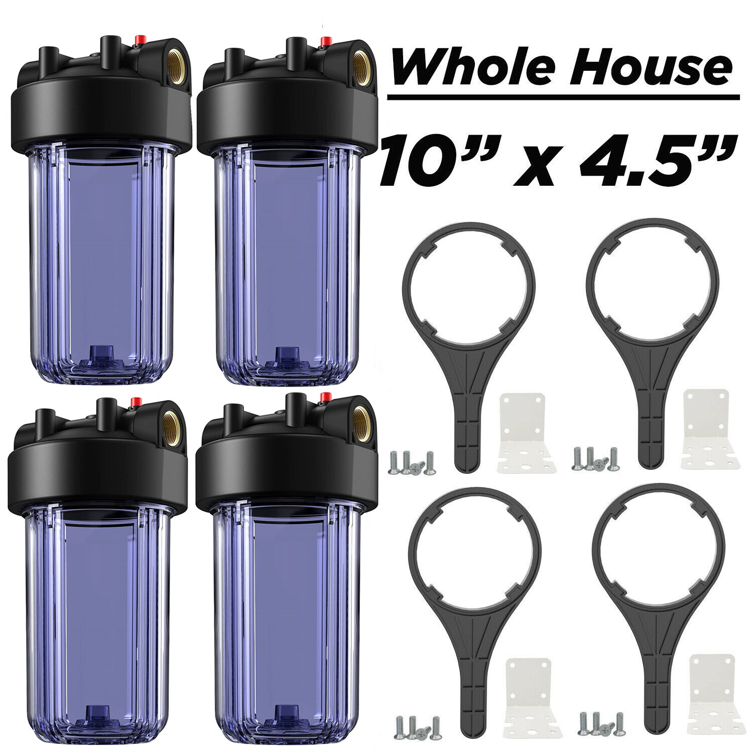 10 Inch Clear Home Whole House Water Filter Housing Filtration System 4.5″ x 10″