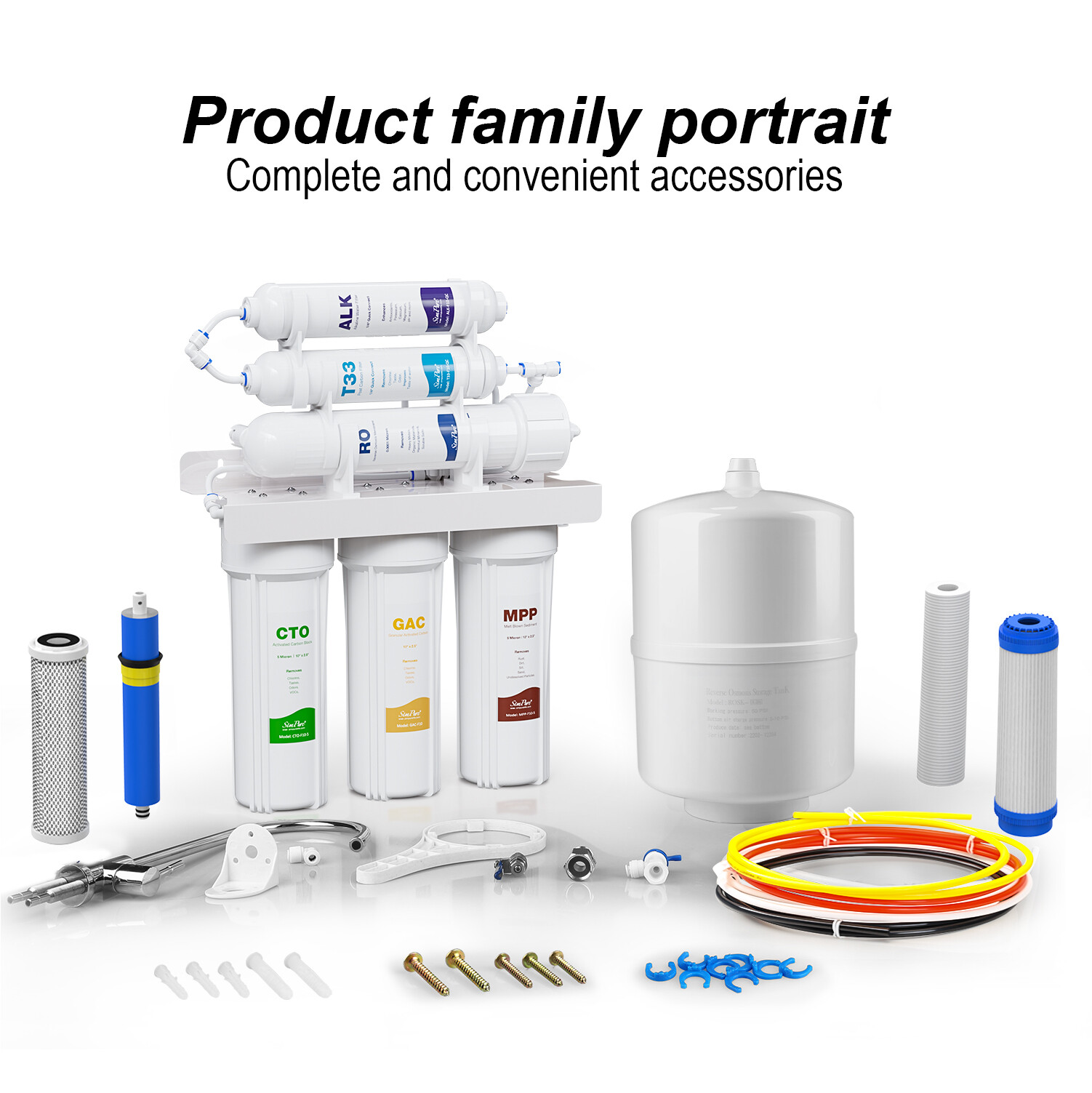 6 Stage PH Alkaline Reverse Osmosis Drinking Water Filter System Faucet Purifier