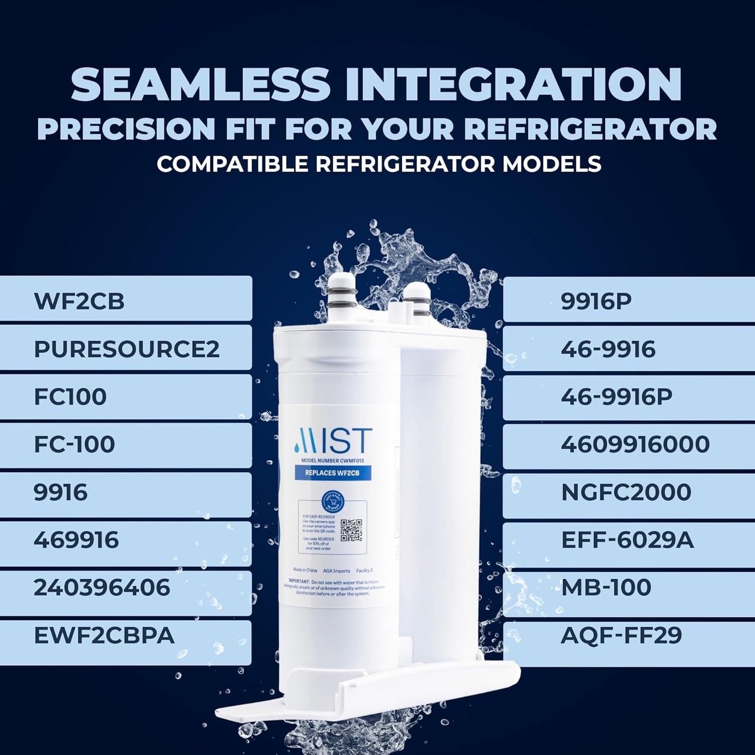 Carbon Fiber Water Filter Replacement Compatible with WF2CB, 1 Pack