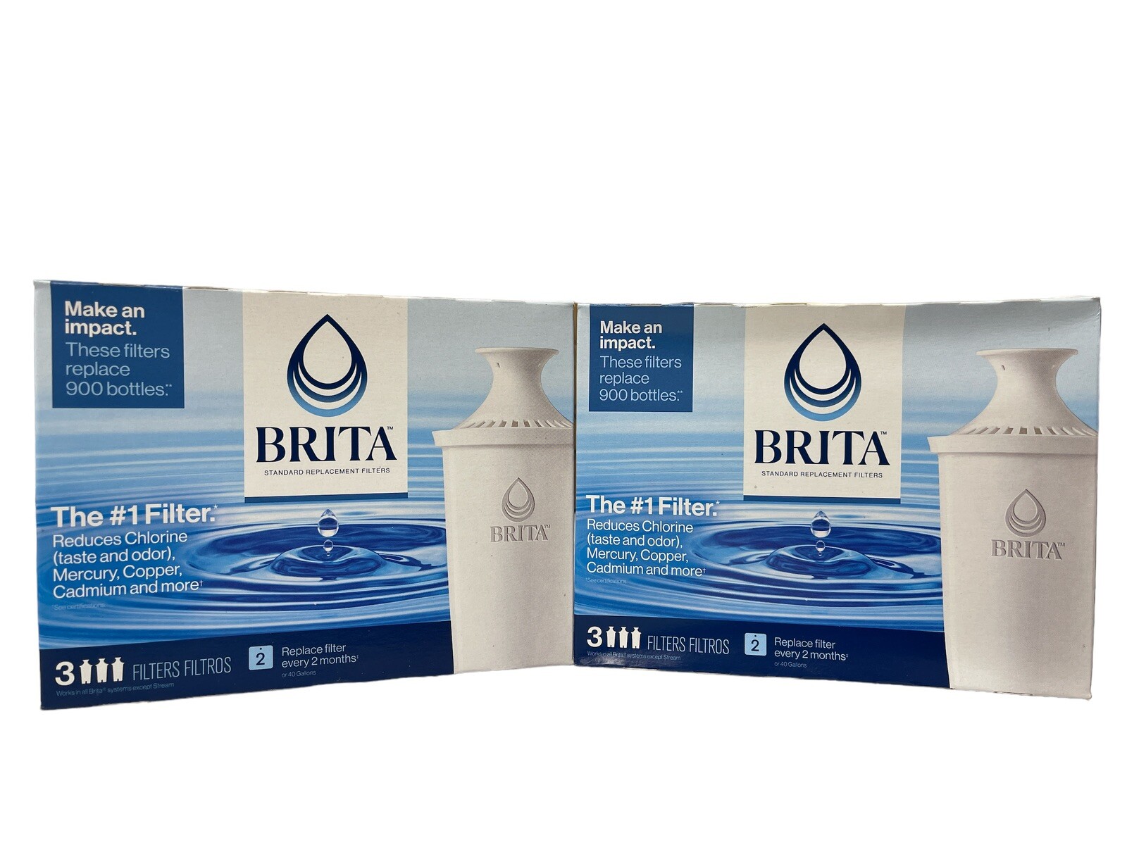 2 Packs of 3 (6 Filters Total) BRITA Pitcher Replacement Filters OB03 New SEALED