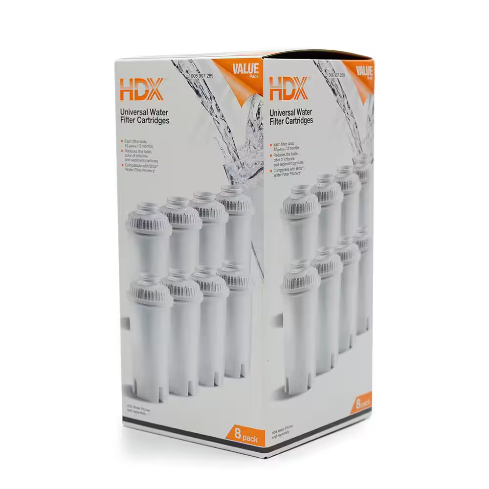 HDX Water Pitcher Replacement Water Filter Cartridges BPA Free 8-Pack