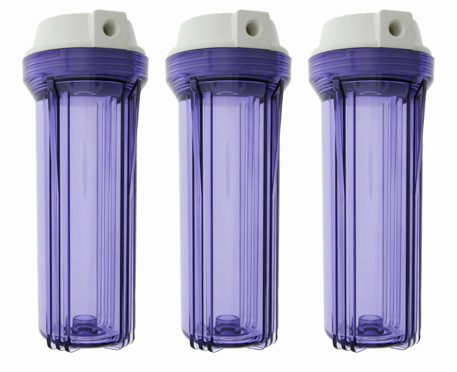 Clear Standard 10 x 2.5 Inch Water Filter Housing (1/4 FPT) x 3
