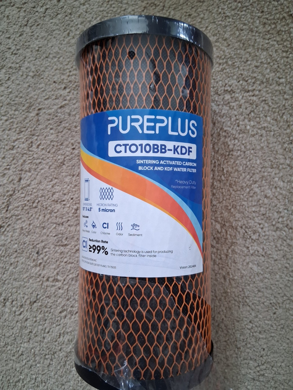 PurePlus CTO10BB-KDF Sintering Activated Carbon Block & KDF Water Filter