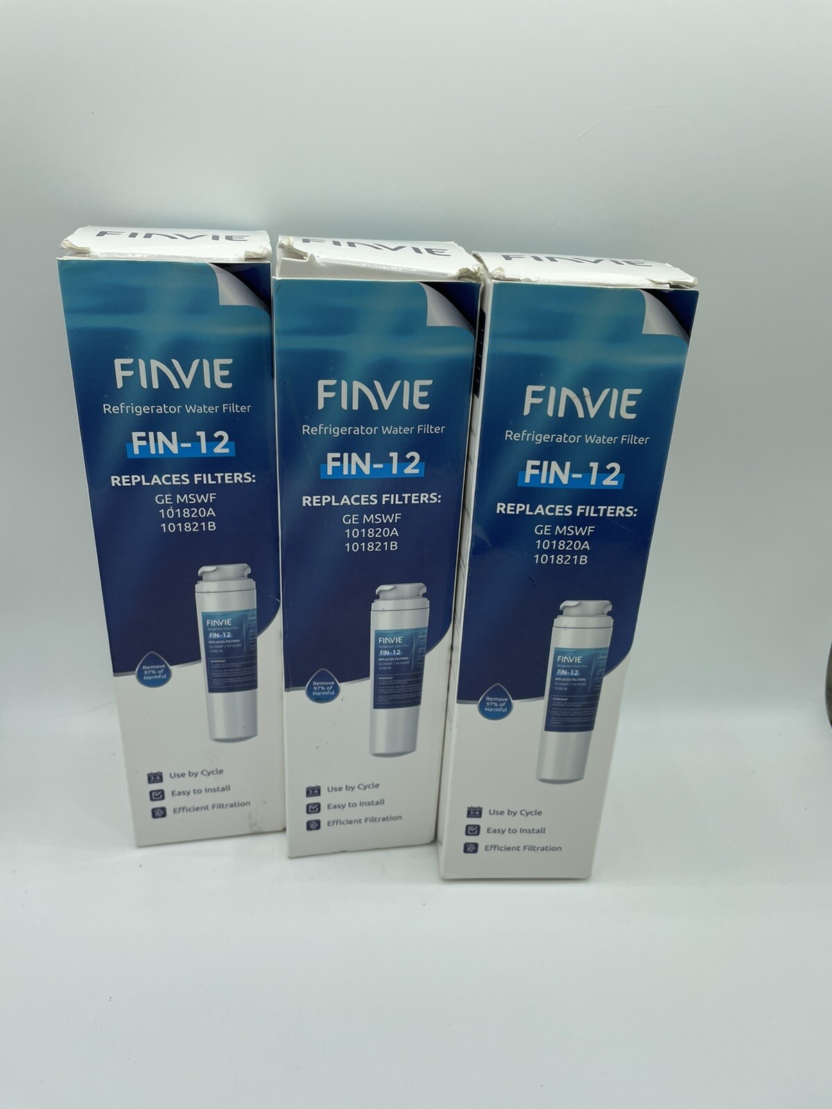 3 FINVIE FIN-12 Refrigerator Water Filters G-E MSWF 101820A 101821B New/ Sealed