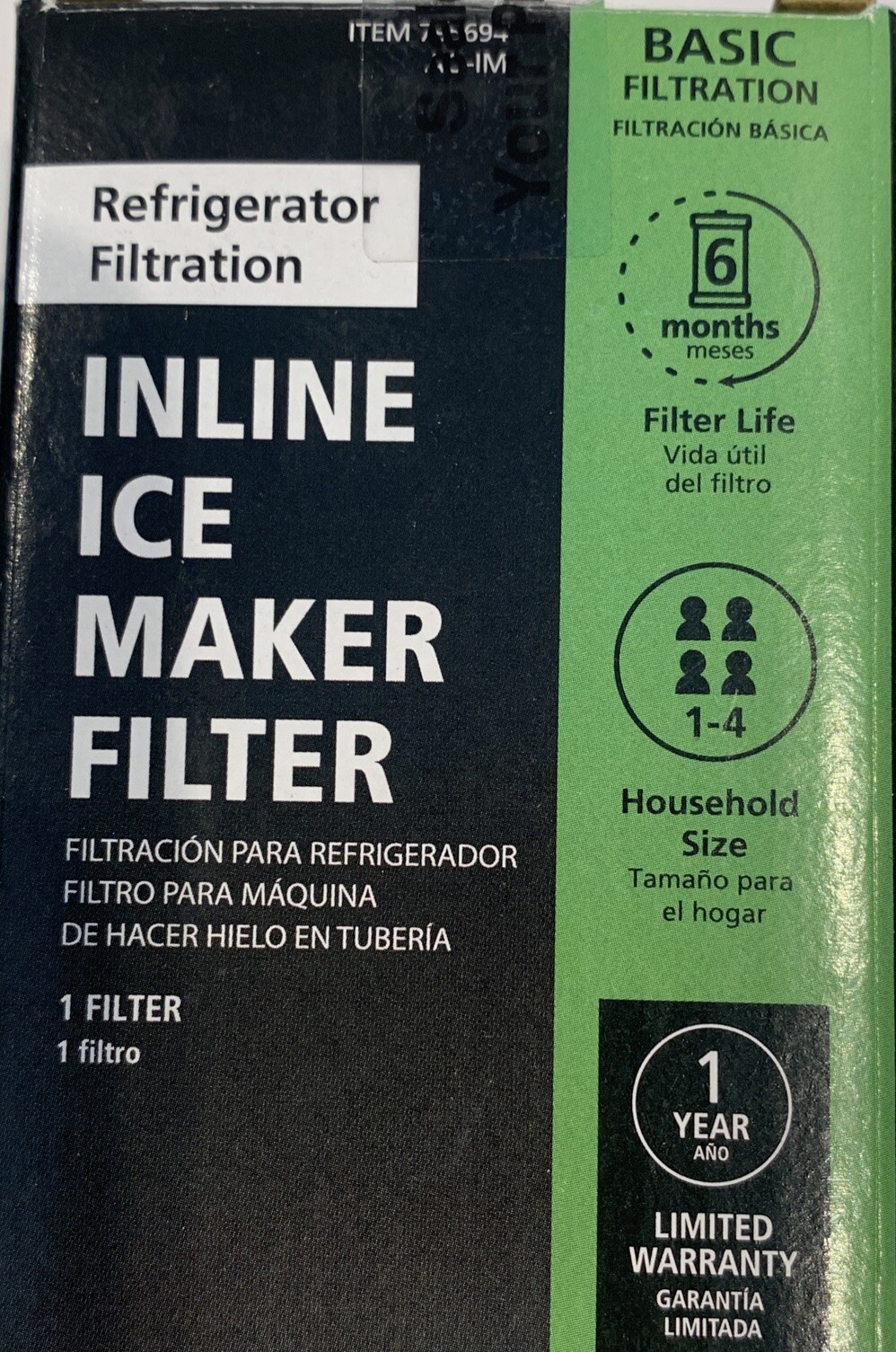 AO Smith Inline Ice Maker Filter Push-In Fitting 2” X 10”; Model #: AO-IM