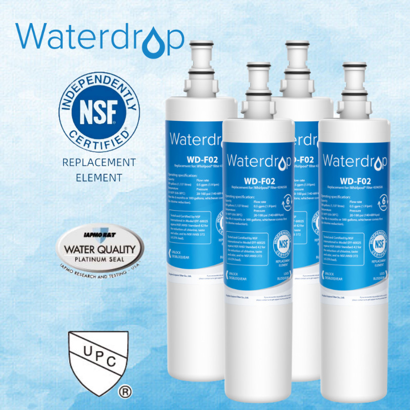 Waterdrop 4396508 Replacement for 4396508 nlc240v 4396510 Water Filter, 4 packs