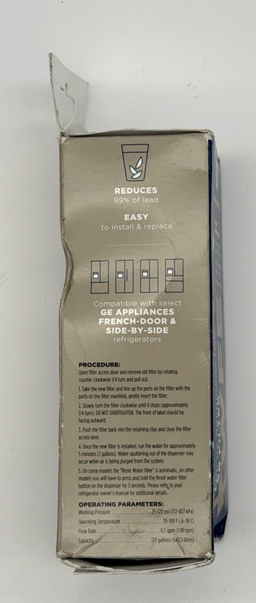 Genuine GE appliances Refrigerator Water Filter XWFE removes 50+ Impurities