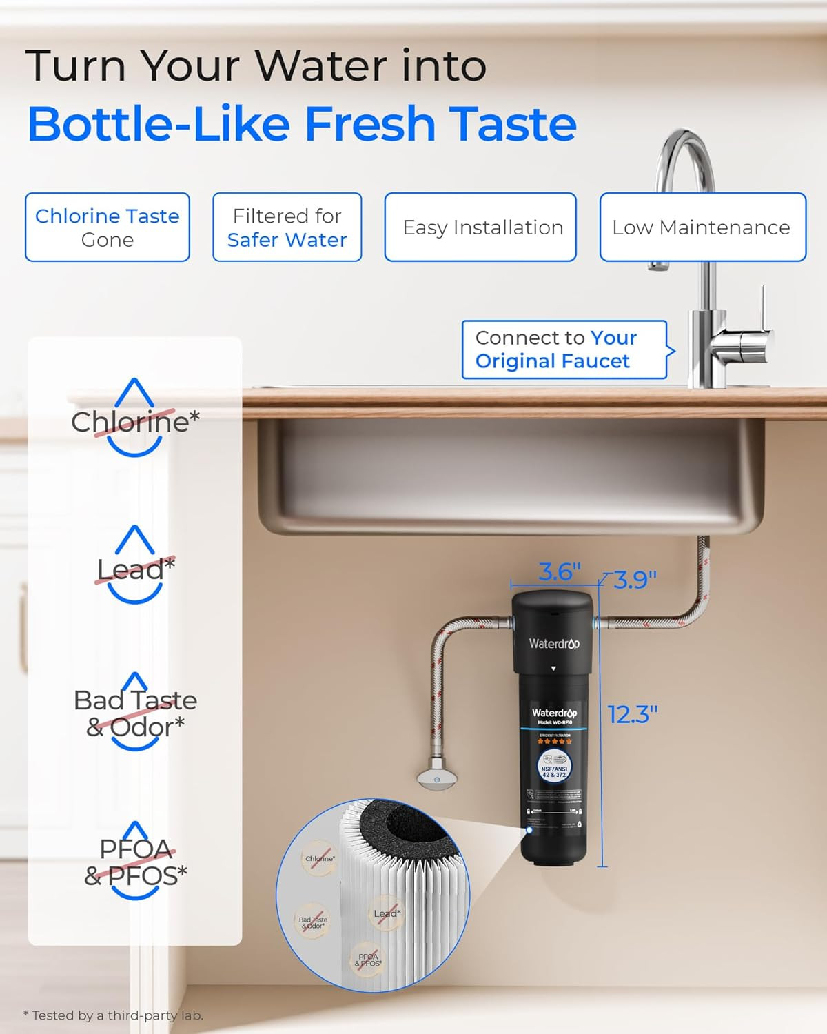 10UA under Sink Water Filter System, Reduces PFAS, PFOA/PFOS, Lead, Chlorine, Ba