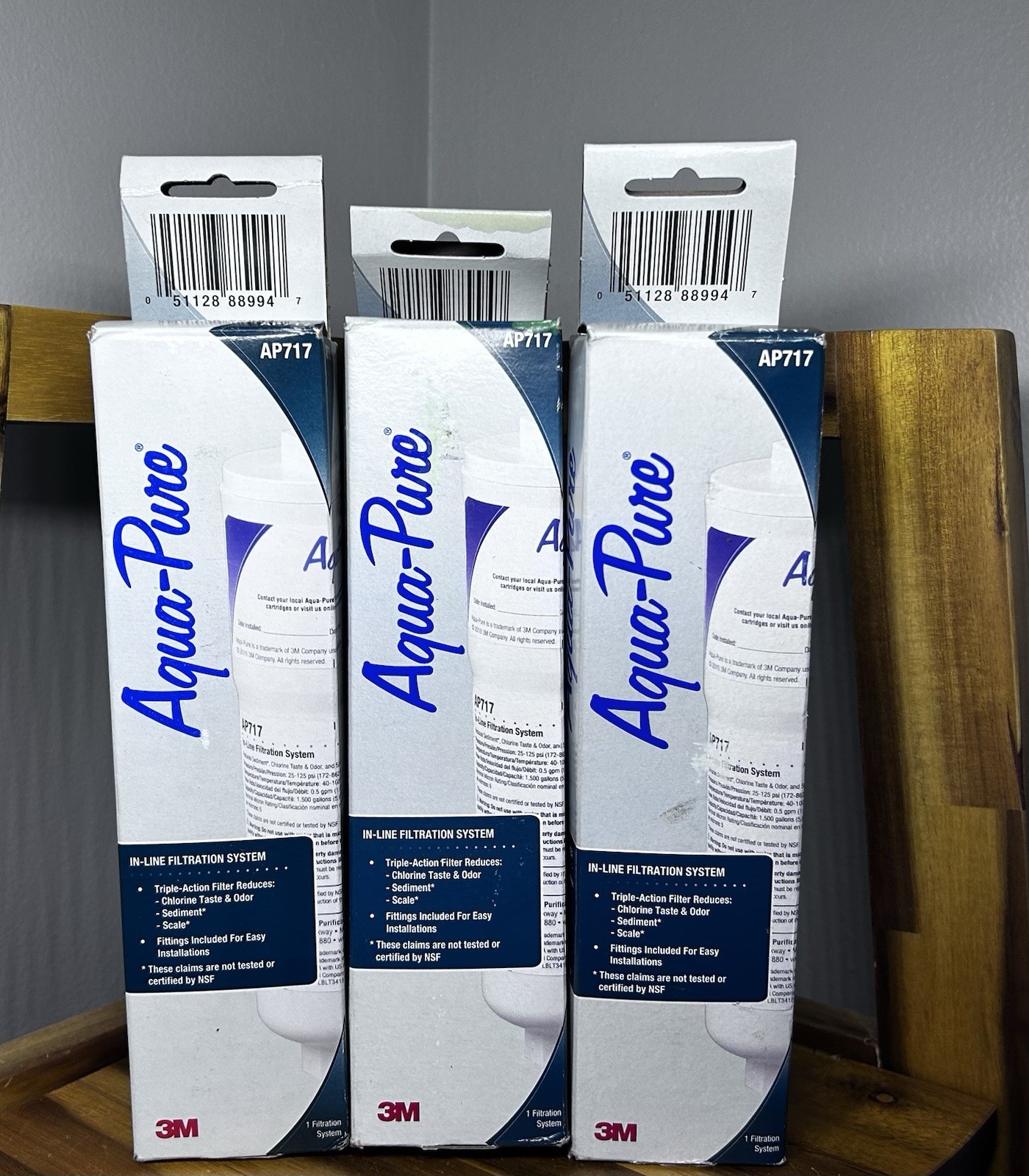 3 X 3M Aqua-Pure AP717 Inline Carbon Water Filter Triple Action NEW w/Fittings