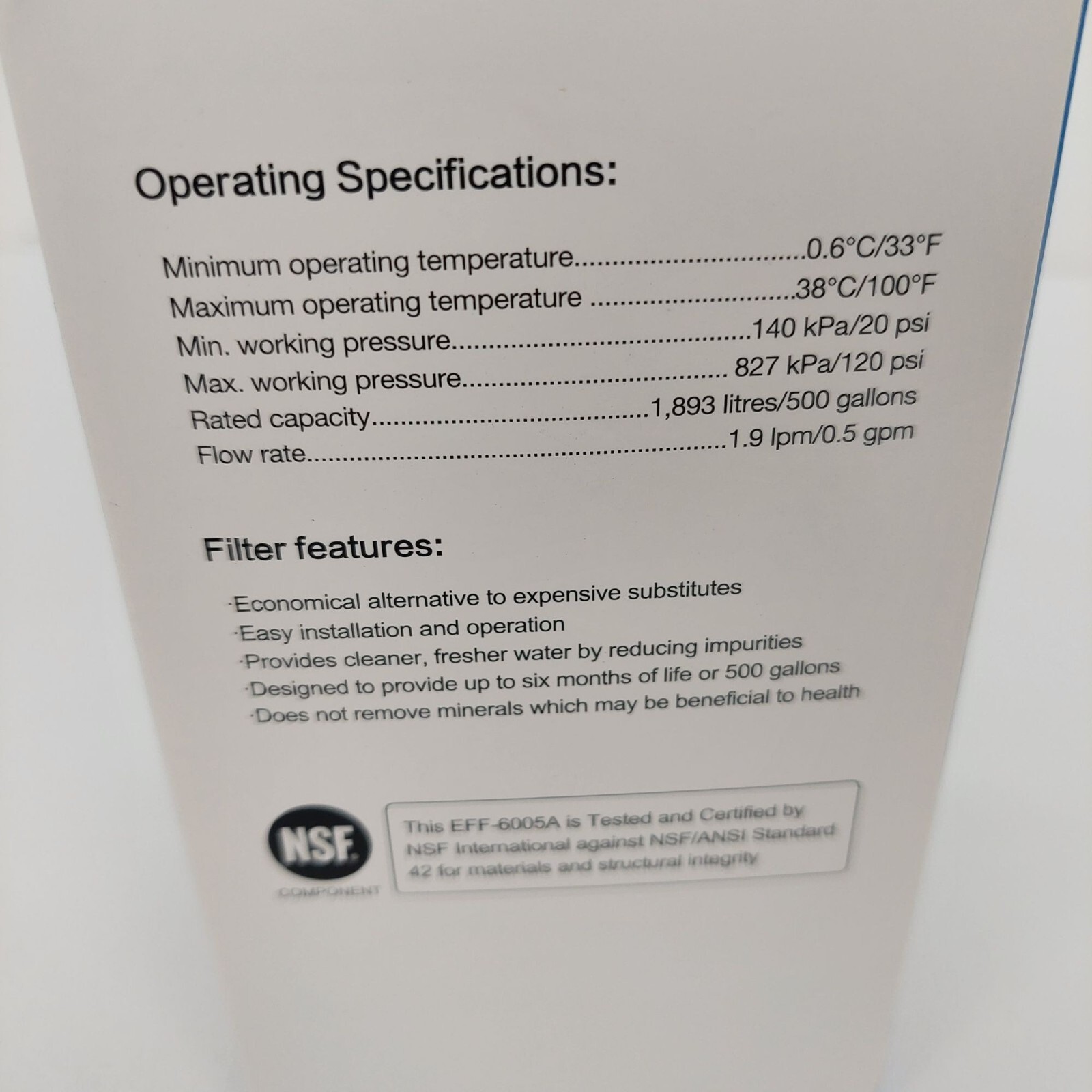 EcoAqua EFF-6005A Refrigerator Water Filter Compatible With LG & ATAG LT500P