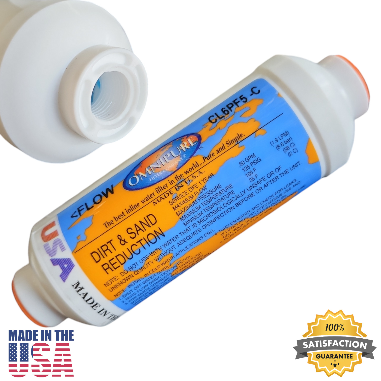 Omnipure CL6PF5-C Dirt & Sand Reduction 6″ x 2″ for 3/8″ NPT