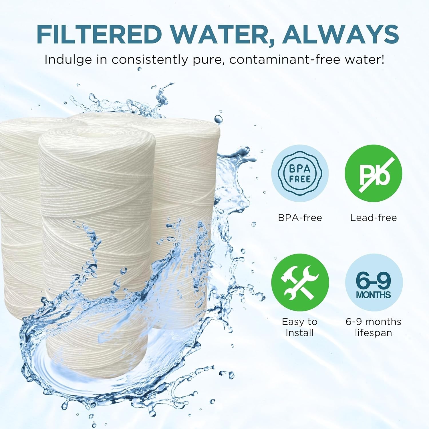 Pelican Water PC40 10 in. 5 Micron Sediment Replacement Filter (4-Pack) by Pelic