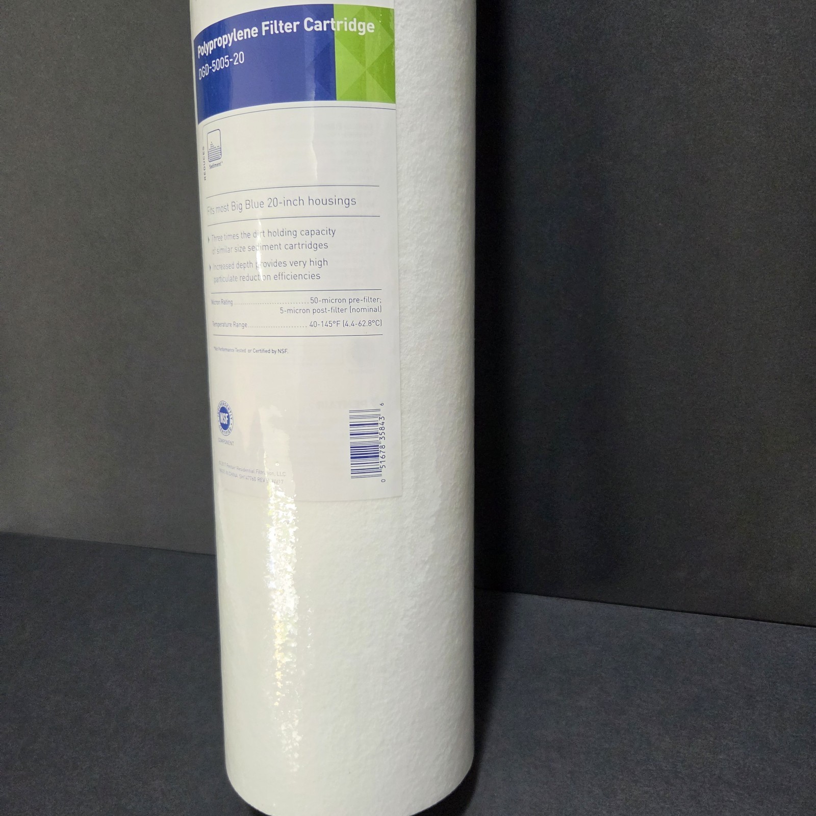 Pentair Polypropylene Big Blue Sediment Filter Cartridge DGD-5005-20- New Sealed