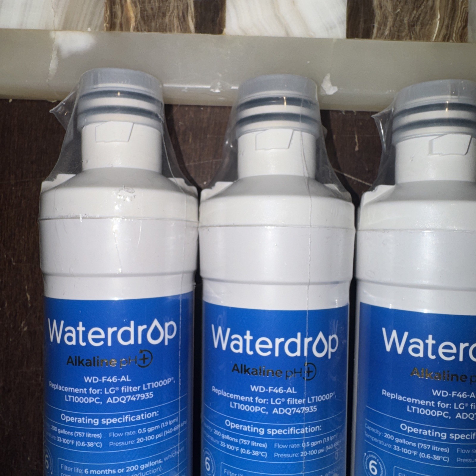 Waterdrop WD-F46 Refrigerator Water Filter 3 Pack for LG LT1000P LT1000PC ADQ747