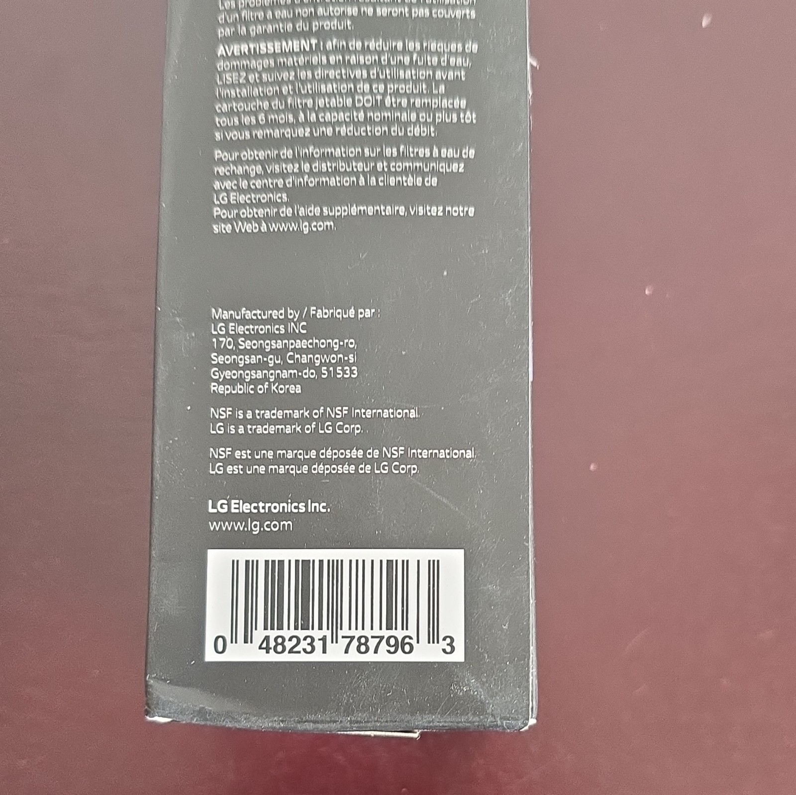 LG LT1000P/PC/PCS Refrigerator Water Filter, 200 gal, Chlorine Taste/Odor