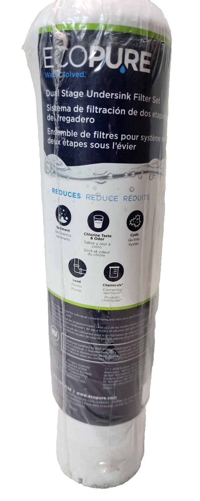 EcoPure ECOP20 Dual Stage Undersink Water Filtration System, 1 Count