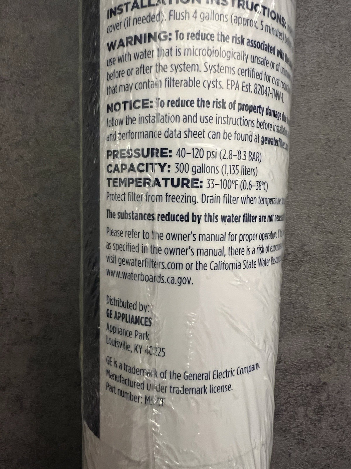 GE Appliances MSWF Genuine Water Refrigerator Filter Cartridge – New Without Box