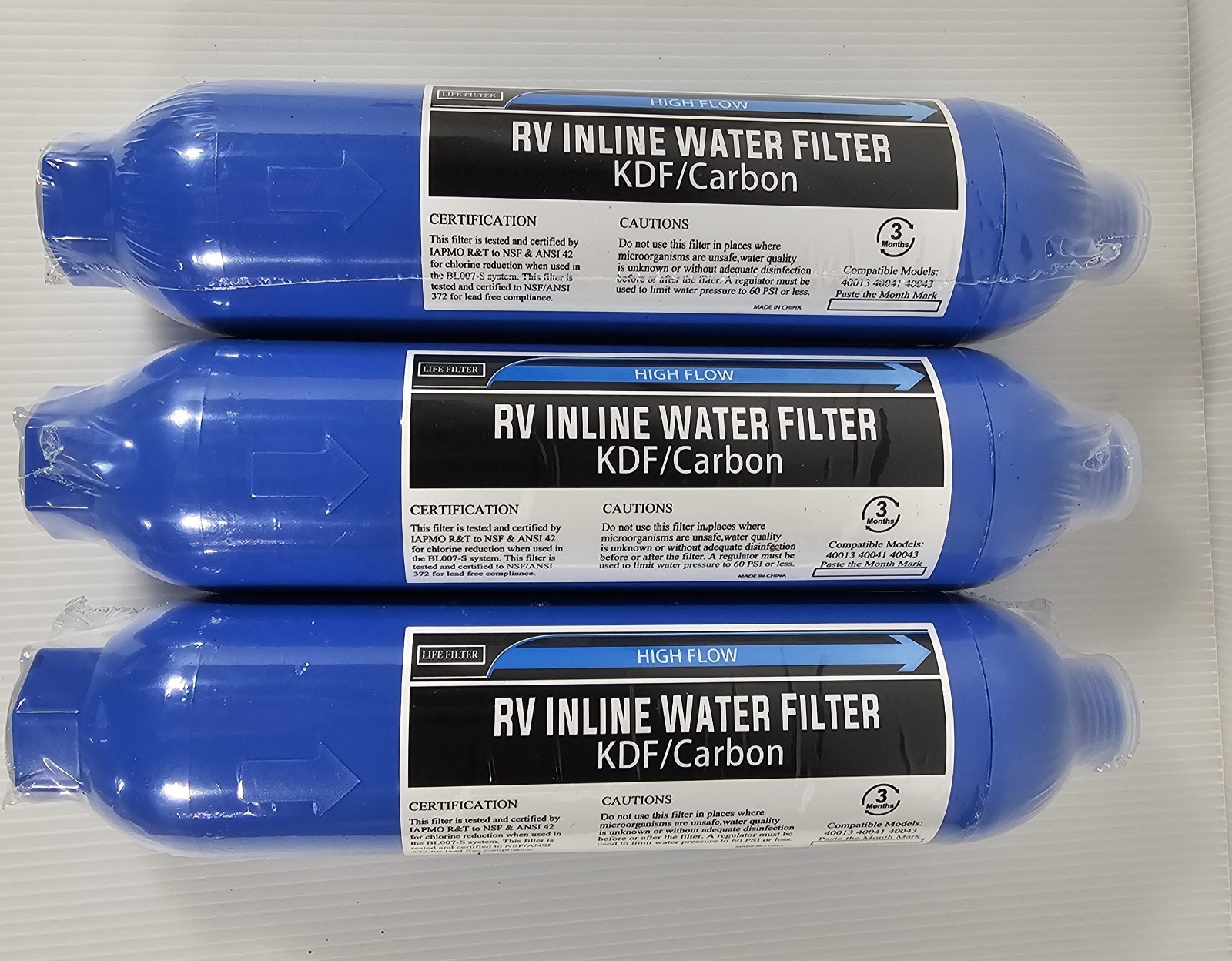 3 Filter Life, RV Inline Water Filters for 40013 40041 40043 KDF Carbon