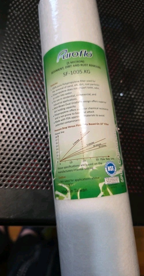 Puroflo (SF-1005.KG) 9-7/8″x2.5″ Polypropylene Filter Sediment 5 Micron Filter