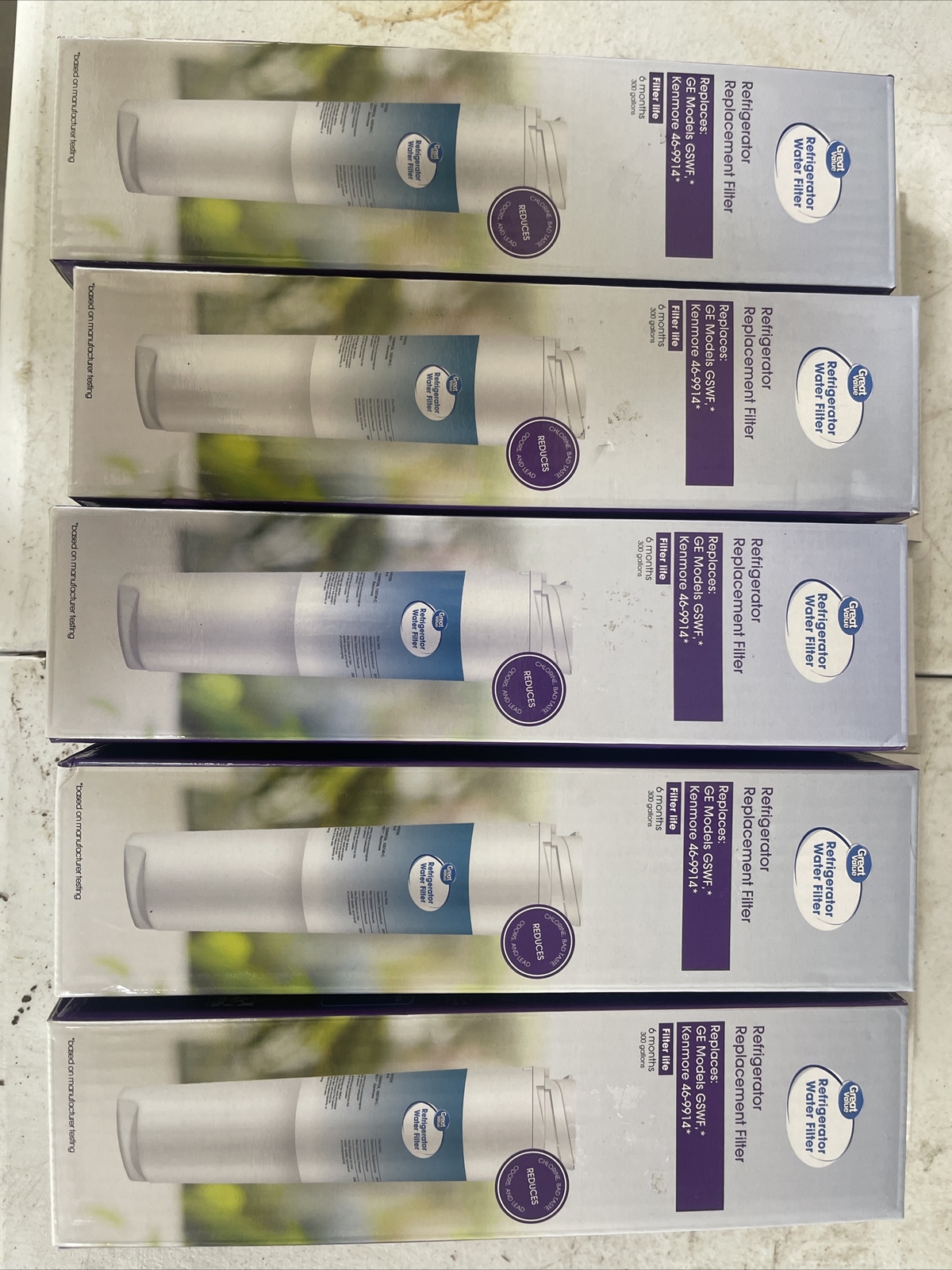 Lot Of 5 Great Value Refrigerator Water Filter for GE GSWF & Kenmore 46-9914