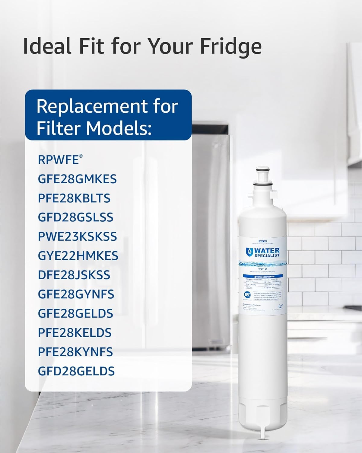 Waterspecialist WS619C Replacement for RPWFE® Refrigerator Water Filters, (2)