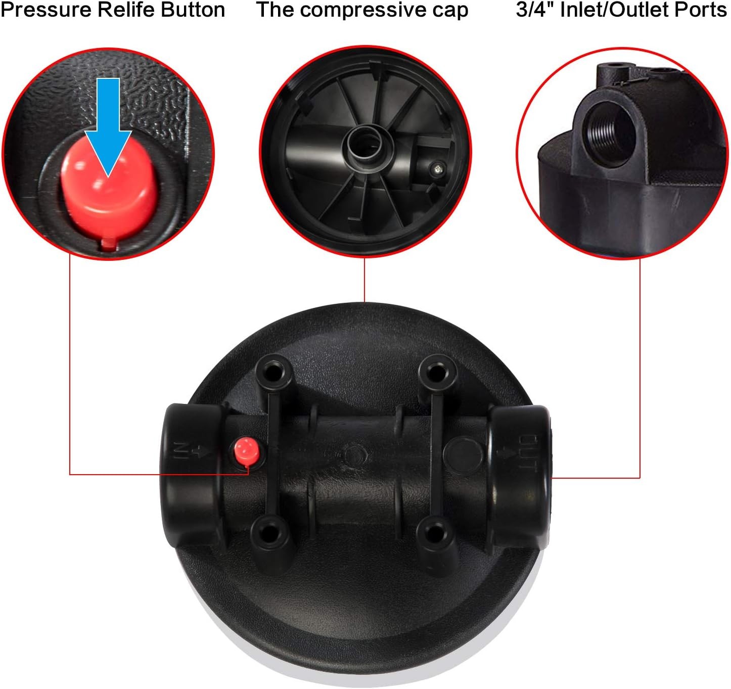 Geekpure 20in Whole House Water Filter Housing 3/4in Port for 4.5x20in Filters
