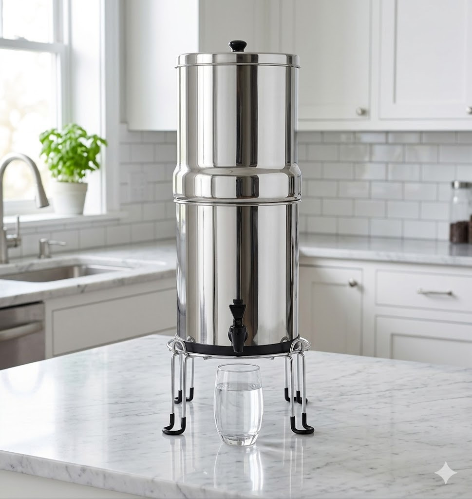 2.25 Gal Stainless Steel Portable Gravity Water Filter w/2 Carbon Fiber Filters