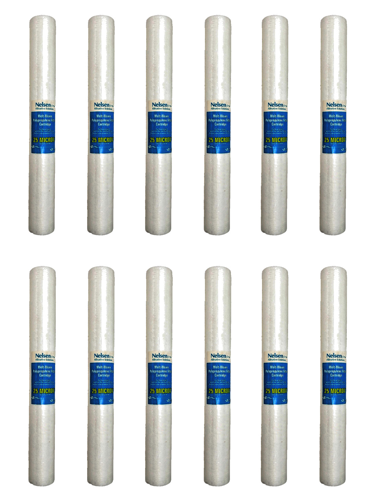12x Nelsen Filtration 20 x 2.5 25 Micron Melt-Blown Poly Sediment Filter New NOS