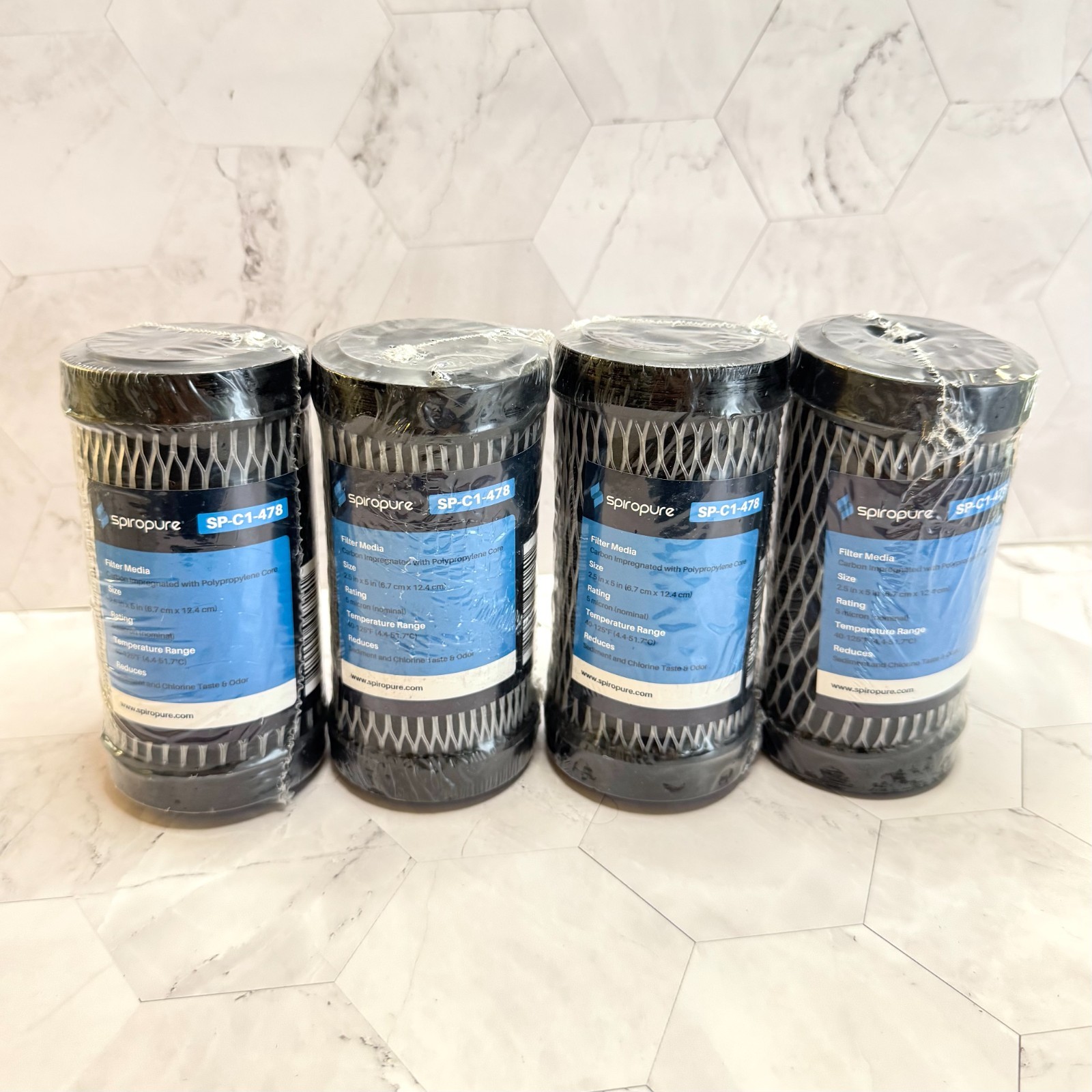 Set of 4 SPIROPURE SP-C1-478 Filters Sealed Carbon With Polypropylene Core