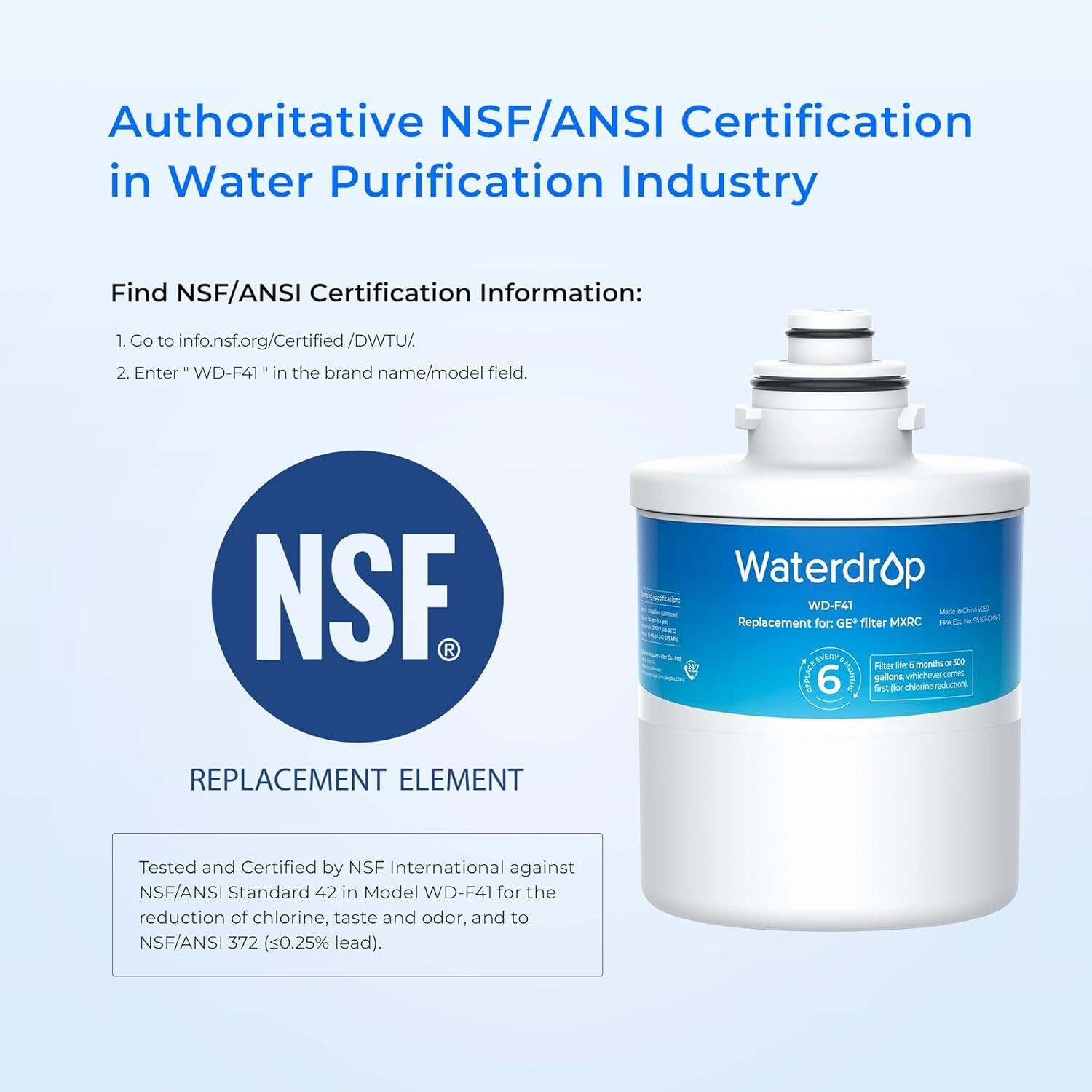 Waterdrop MXRC Replacement for GE® MXRC, FXRC Refrigerator Water Filter