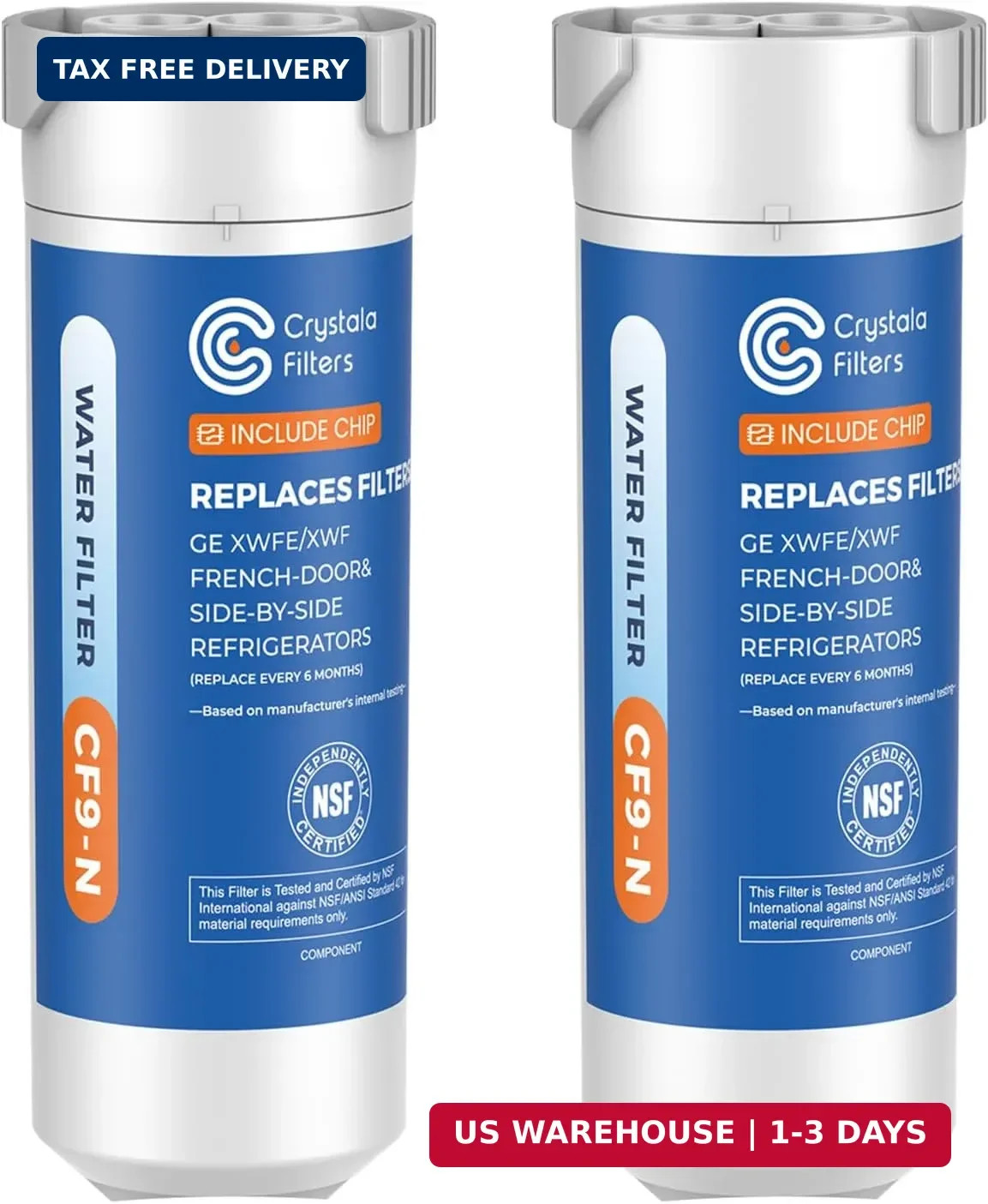 Crystala Filters Water Filter Compatible with XWFE (Built-in CHIP), Replacement