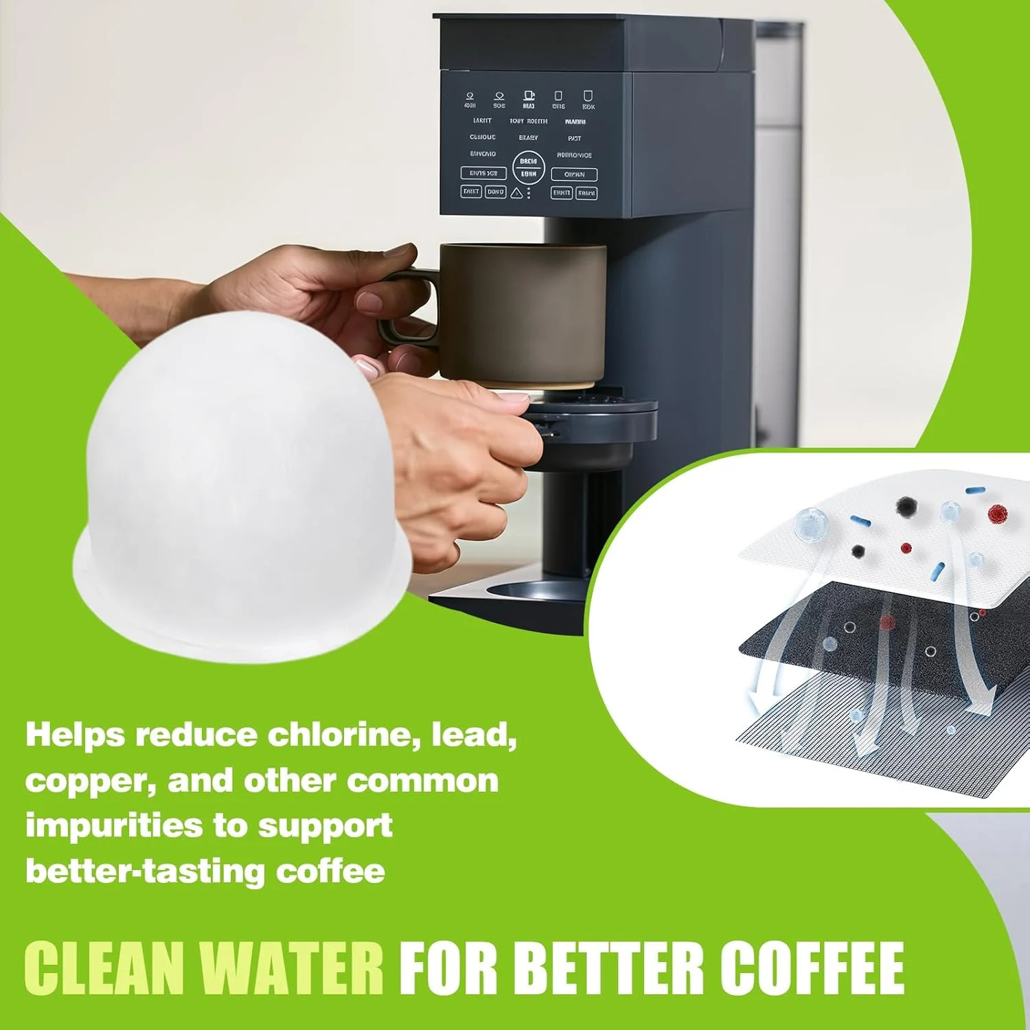 12-Pack Charcoal Water Filter Pods Compatible with Chefman Caffeinator & for Che