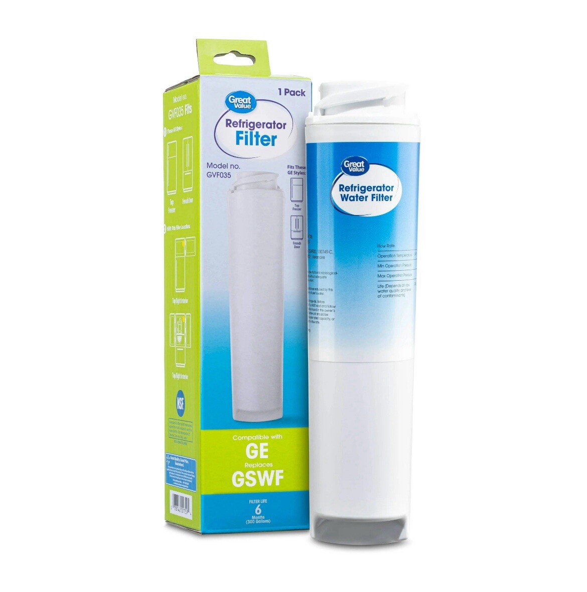 GREAT VALUE Refrigerator Water Filter GVF035 for GE GSWF / Kenmore 46-9914