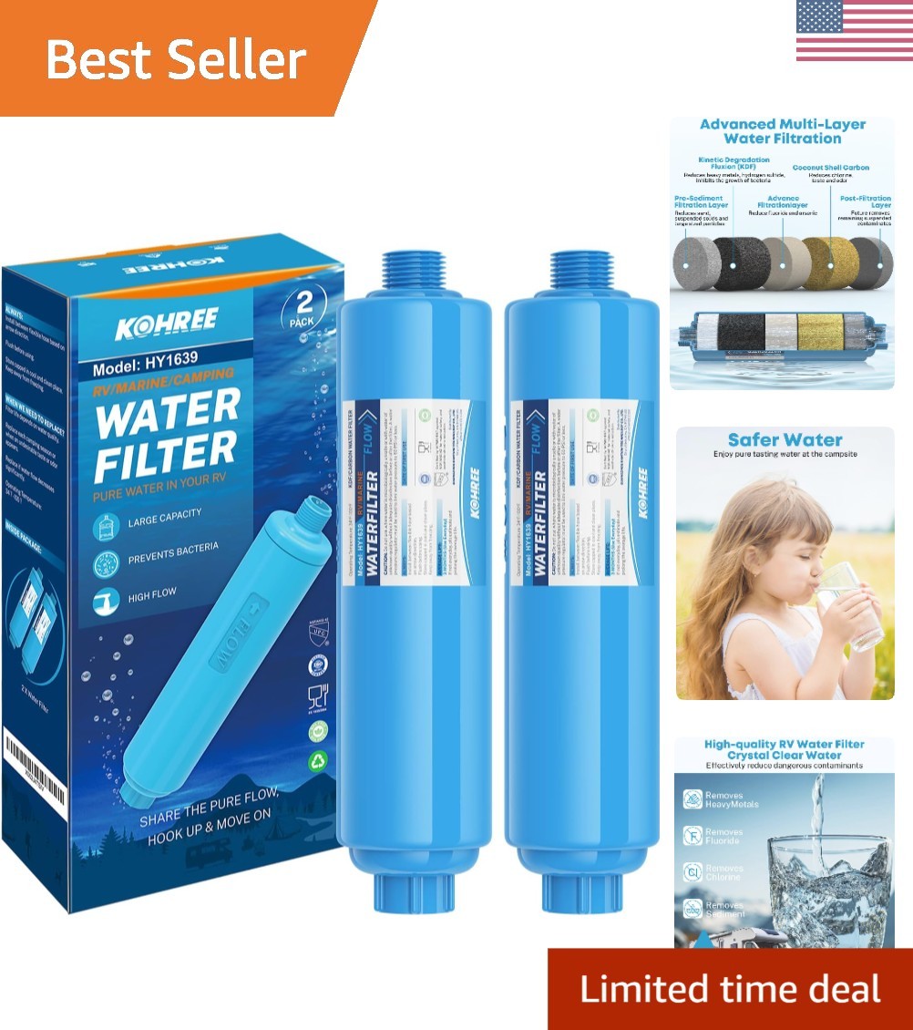 2 Pack Inline Water Filter – Protects Against Impurities for RV, Marine & Garden