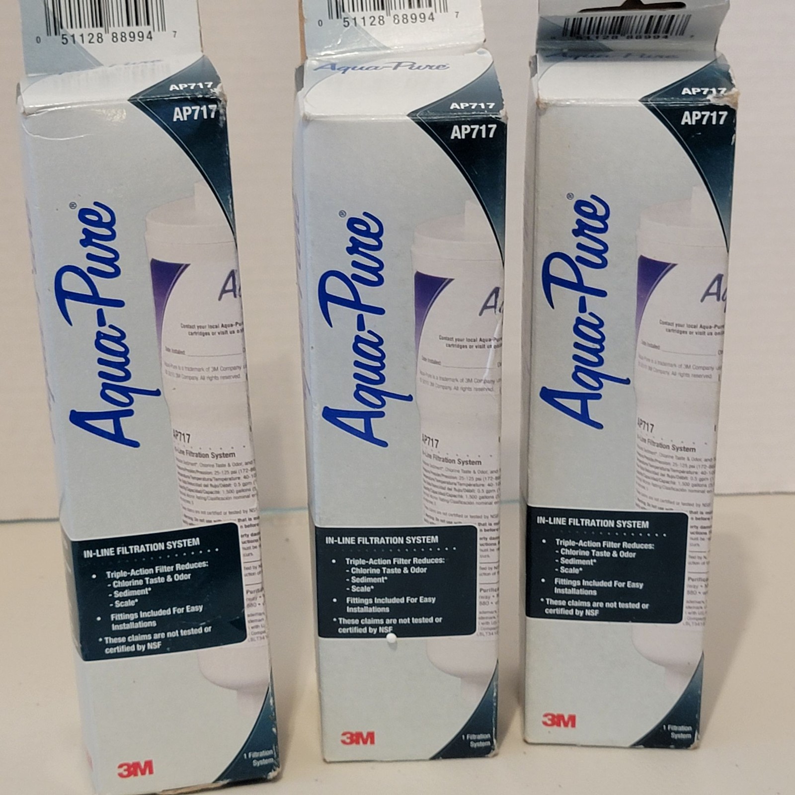 3M Aqua-Pure Water Filter Cartridge AP717 3 Pack Inline Filtration System White