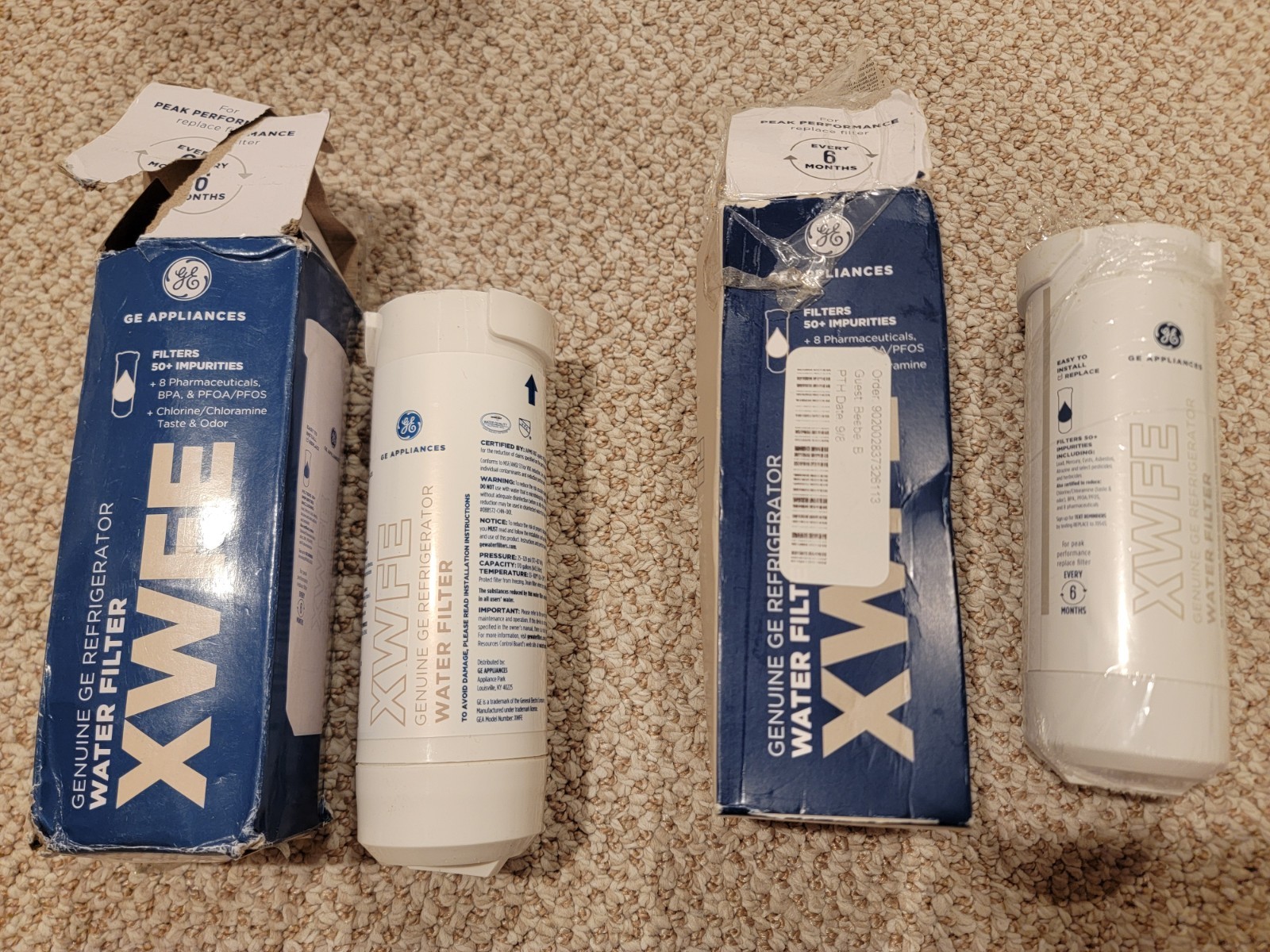2 PACK GE XWFE Replacment Refrigerator Water Filter Without Chip READ