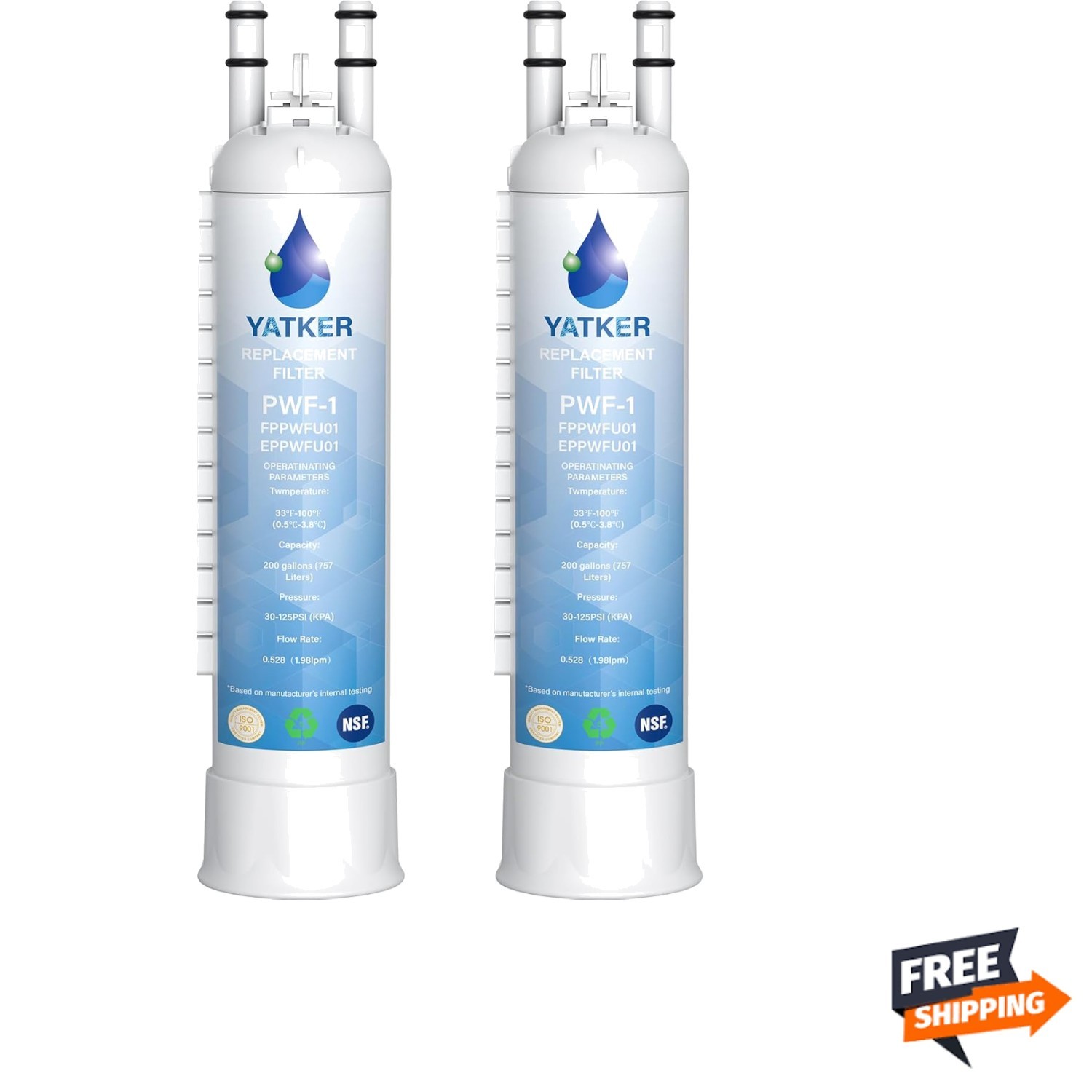 Water Filter Replacement Carbon Fiber 2 Pack for Frigidaire NSF Certified