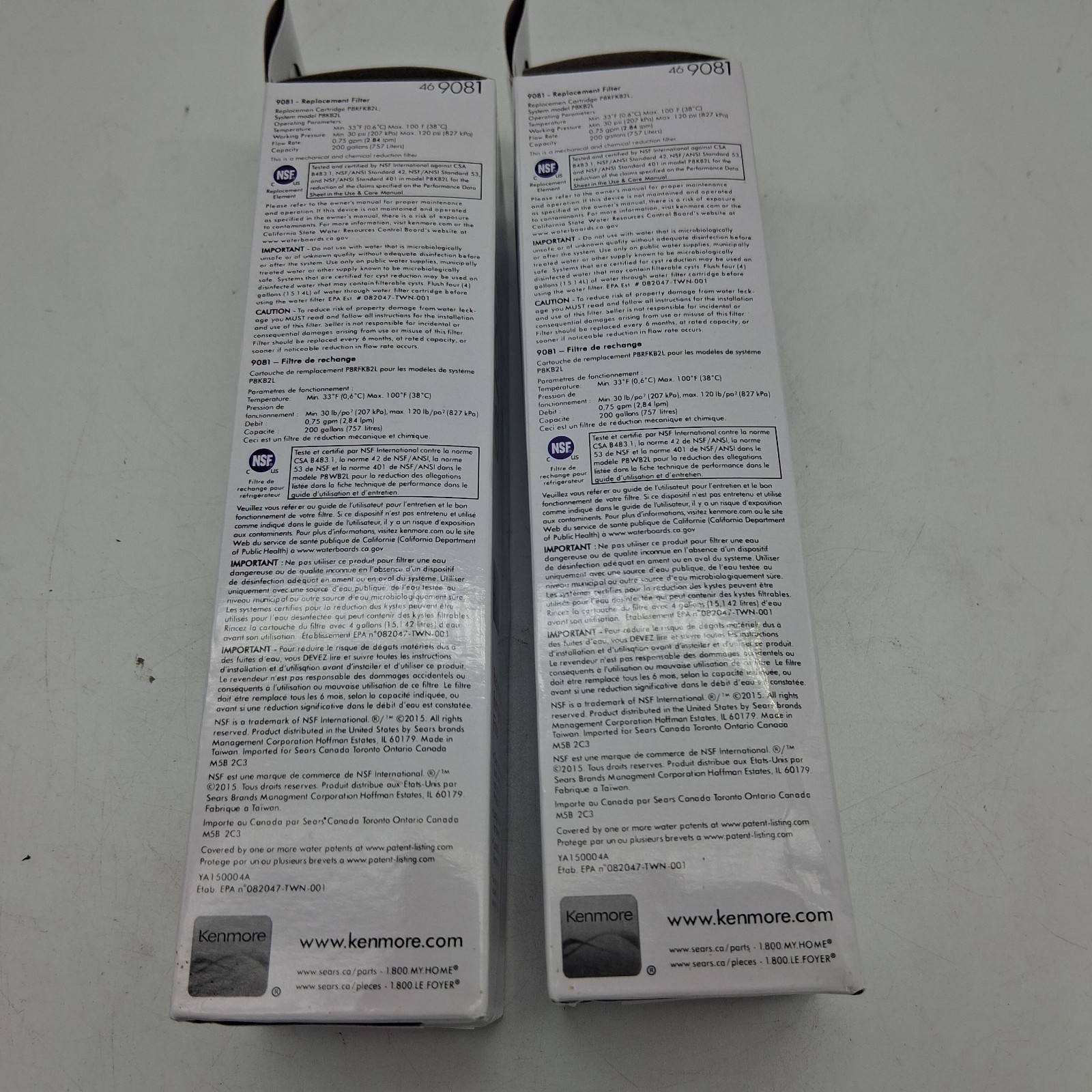 2 Pack Kenmore 469081 Refrigerator Water Filter 9081 46-9081