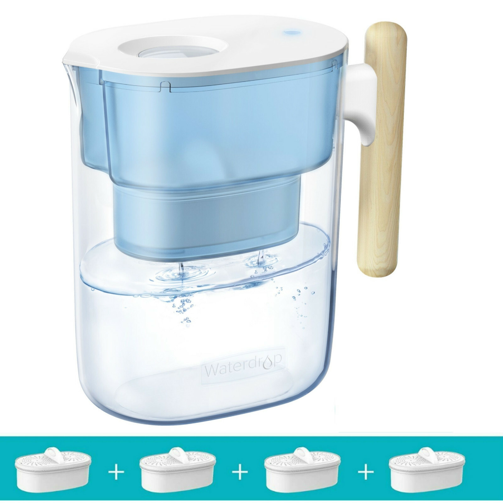 Waterdrop Chubby NSF Certified 3.5L Water Filter Jug with 4×90 Days Filter