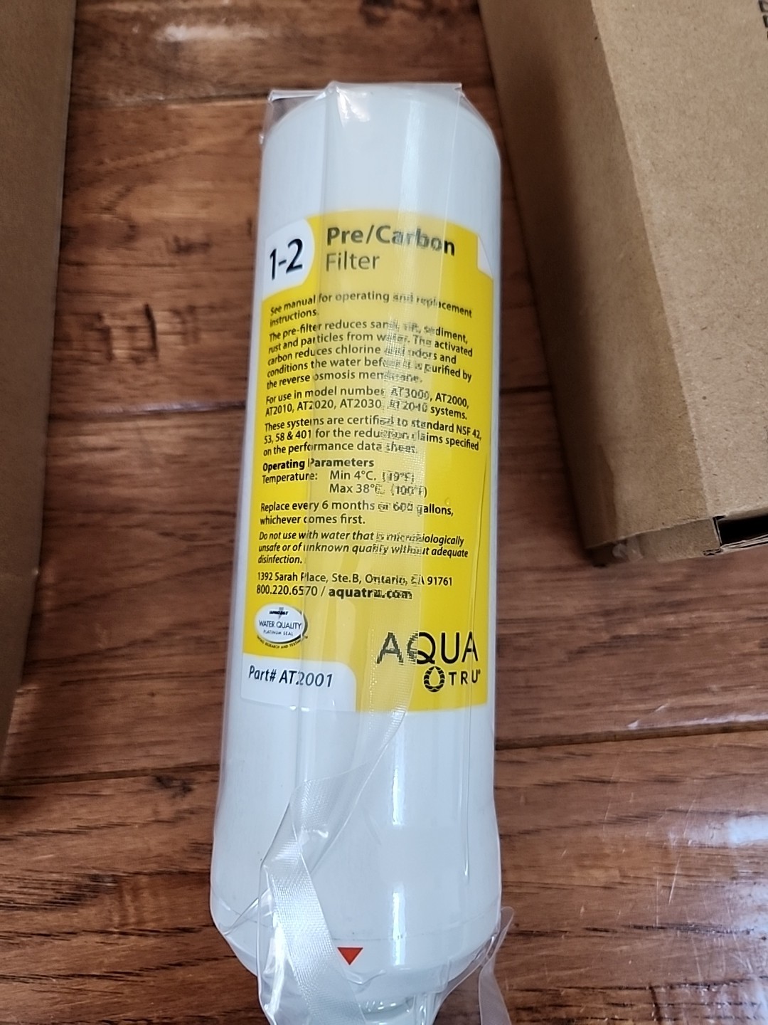 2 AquaTru Pre Carbon Water Filters Stages 1-2 Filter AT2001