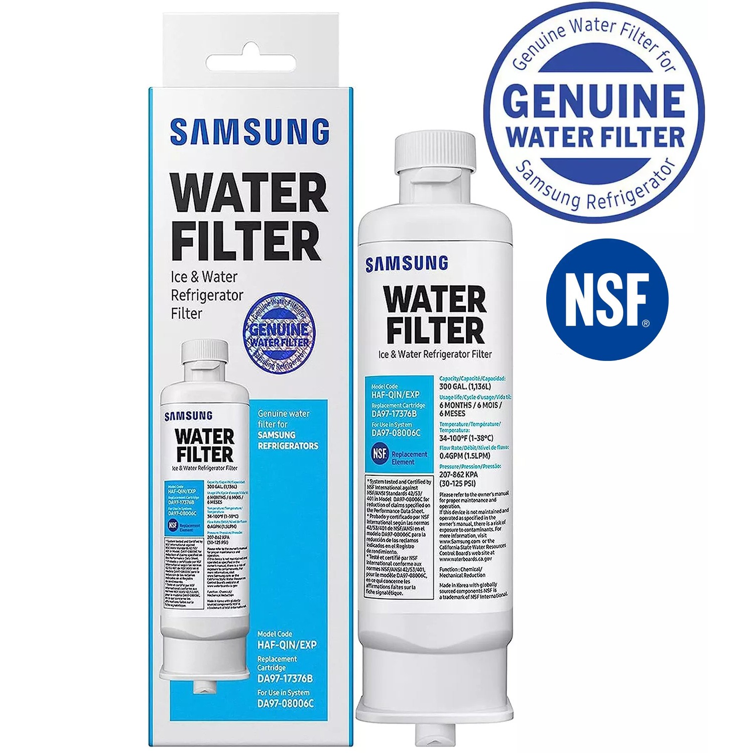 1x Samsung Genuine DA97-17376B Refrigerator Water Filter DA97-08006C HAF-QIN EXP